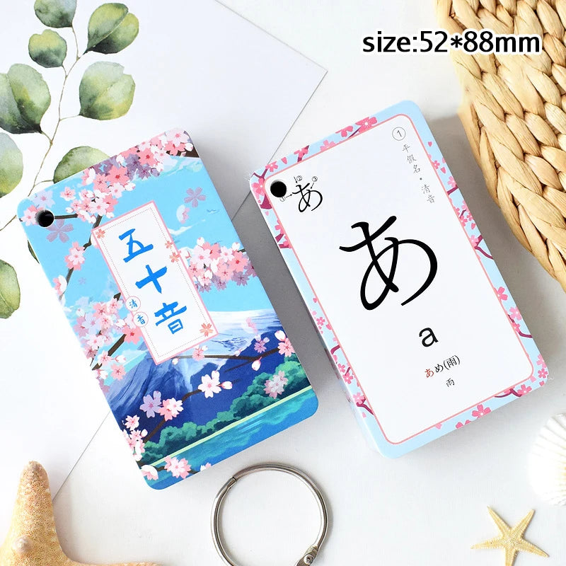 Japanese Hiragana & Katakana Flashcards 50 Kana Learning Cards for Kids and Beginners - Portable Ring-Bound Quick Study Language