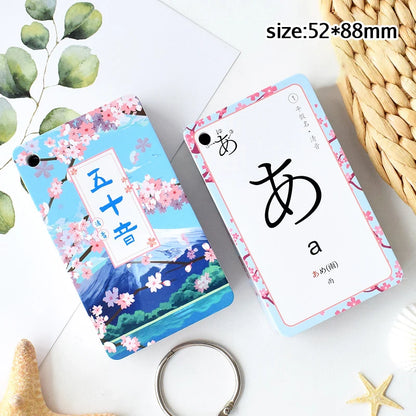 Japanese Hiragana & Katakana Flashcards 50 Kana Learning Cards for Kids and Beginners - Portable Ring-Bound Quick Study Language