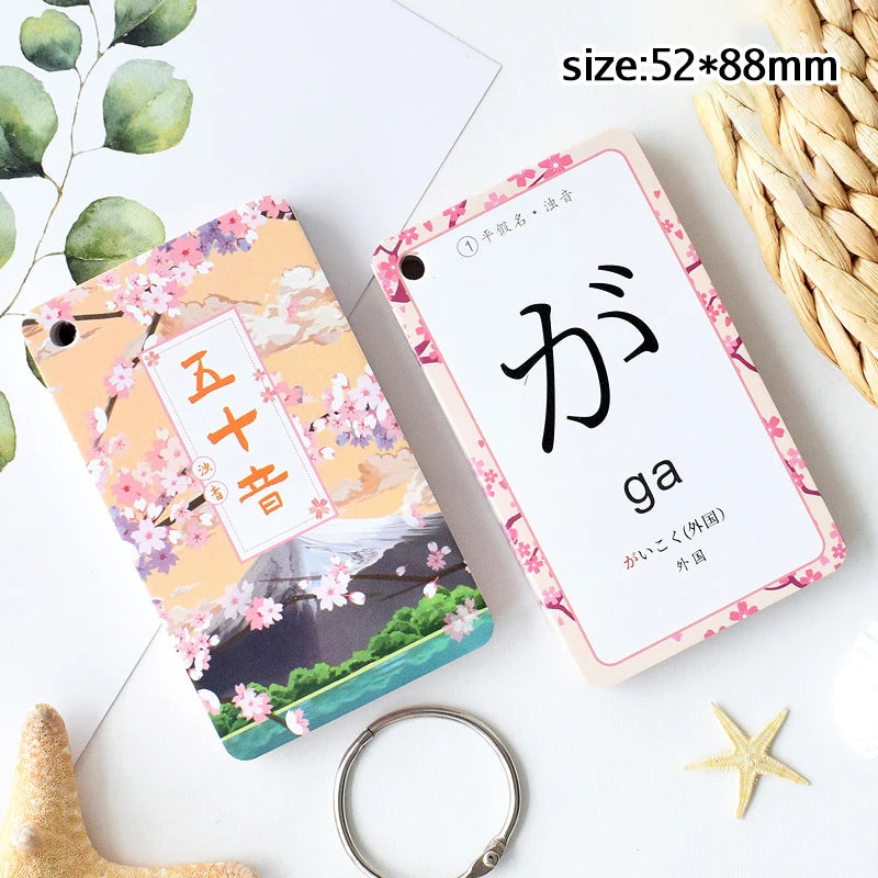 Japanese Hiragana & Katakana Flashcards 50 Kana Learning Cards for Kids and Beginners - Portable Ring-Bound Quick Study Language